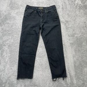 Seven7 Jeans Womens 28 Black Skinny Leg Denim Cotton Stretch Cropped Frayed Hem